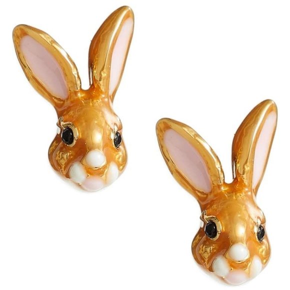 Kate Spade bunny rabbit pearl stud earrings adorable cute animal enamel